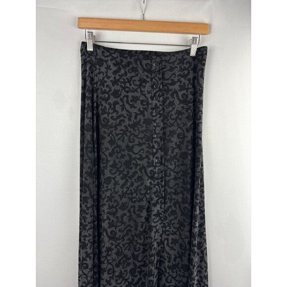 Women’s Sun Fire Size Medium Black & Grey Floral Maxi Skirt with Button Detailin - Picture 1 of 6